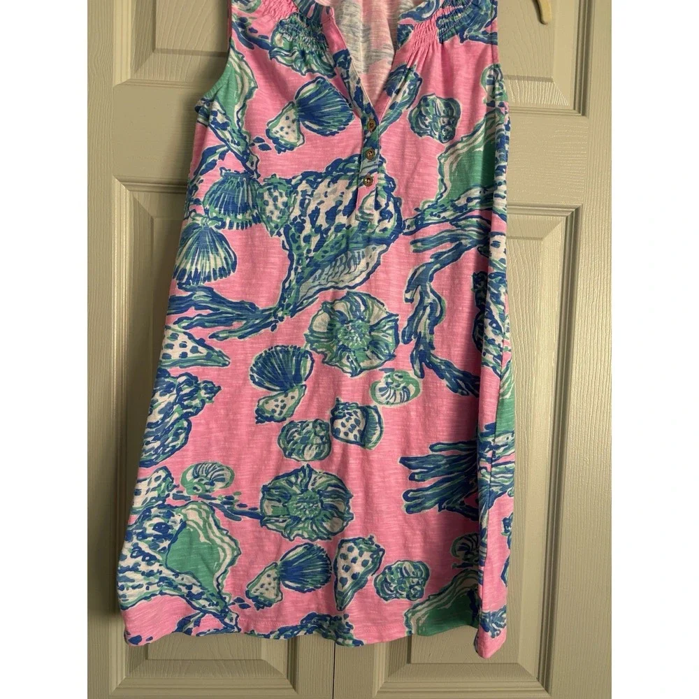 Lilly Pulitzer Essie Princess‎ Pink Seashell Beach Sleeveless Dress V-Neck XS - Picture 2 of 11